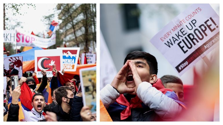 Haut-Karabakh : 2000 membres de la communauté arménienne manifestent devant les institutions européennes