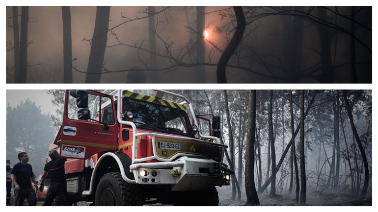 France : une centaine de pompiers toujours déployés contre un incendie de 250 hectares de pinède en Gironde