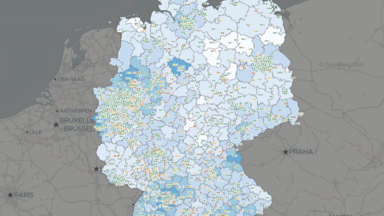Coronavirus en Allemagne: une carte interactive permet de voir la capacité des hôpitaux