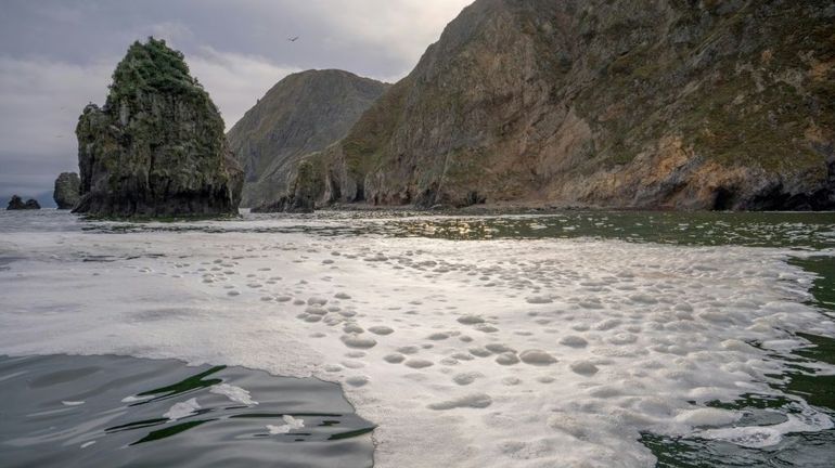 Une nappe de pollution de 40 km de long à la dérive sur l'océan au large du Kamtchatka en Russie