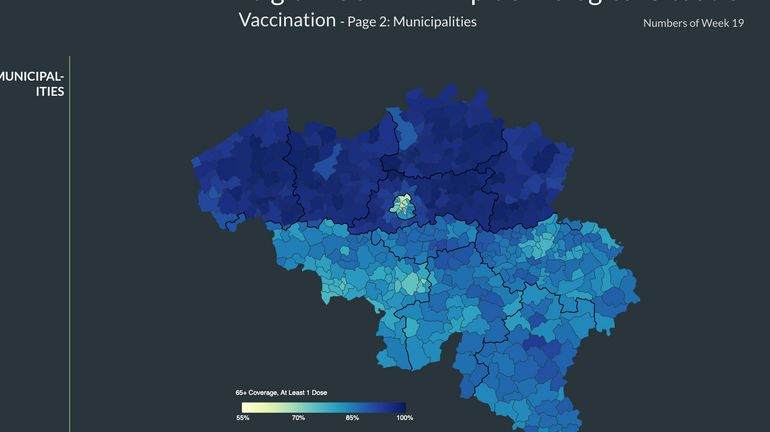 Une frontière linguistique très visible: que nous dit vraiment cette carte de la vaccination par commune pour les plus de 65 ans ?