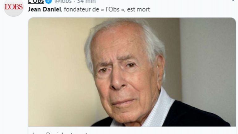 L'Obs annonce le décès de son fondateur Jean Daniel