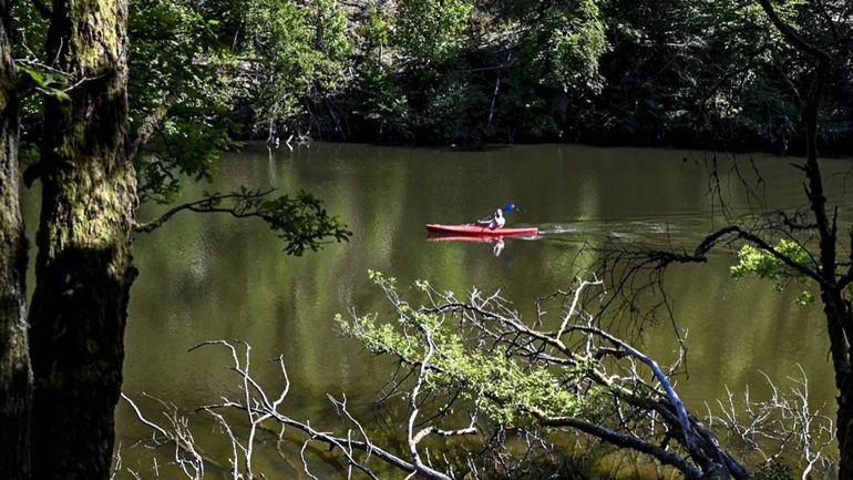 Image fixe d'un monde qui bouge : un kayak sur le lac de Nisramont