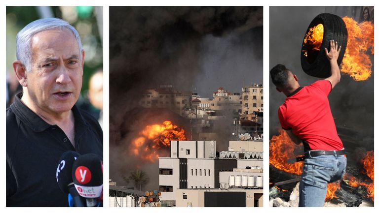 Conflit israélo-palestinien : Netanyahu dit vouloir poursuivre les frappes, violents heurts en Cisjordanie, des roquettes tirées depuis la Syrie