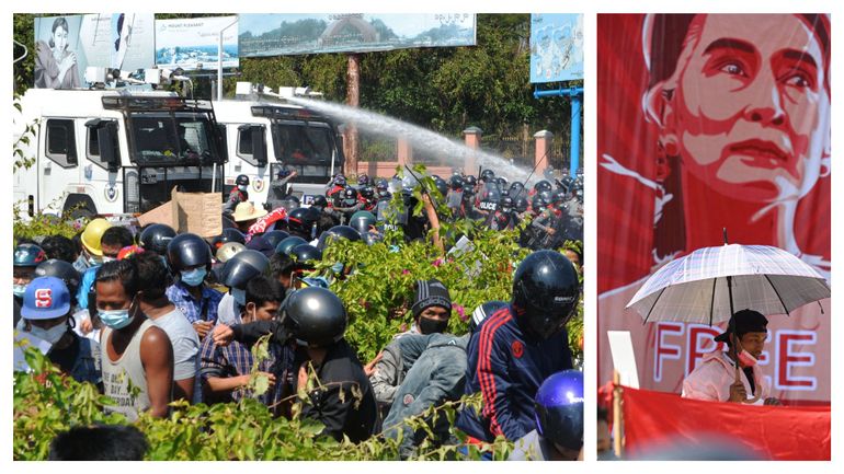 Coup d'Etat en Birmanie : la police utilise gaz et balles en caoutchouc, la tension monte contre les manifestants