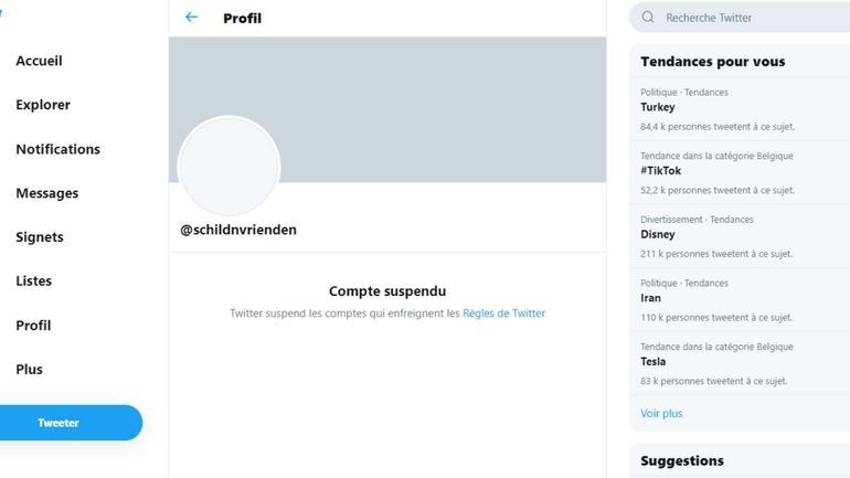 Le compte Twitter de l'organisation d'étudiants d'extrême droite Schild en Vrienden suspendu