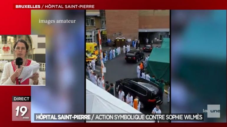 Des soignants dos tournés au CHU Saint-Pierre: 