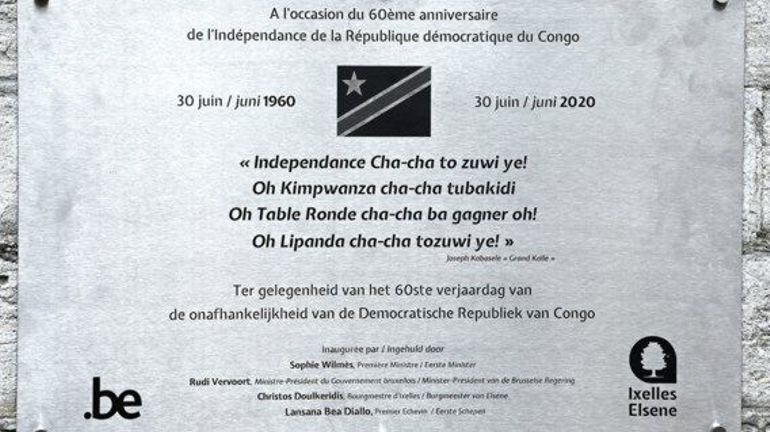 Trois fautes de néerlandais sur la plaque commémorative du 60e anniversaire de l'indépendance du Congo inaugurée à Ixelles