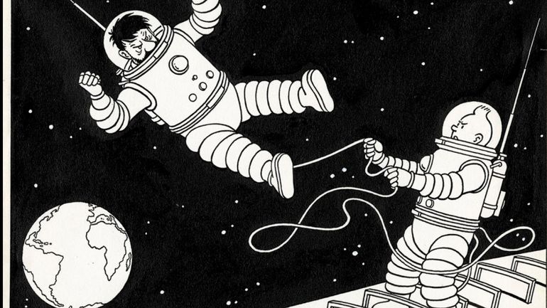 Près de 150.000 euros adjugés aux enchères pour un dessin de Tintin dans l'espace