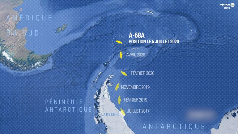 Un iceberg géant à la dérive menace les manchots et les phoques d'une île de l'Atlantique Sud