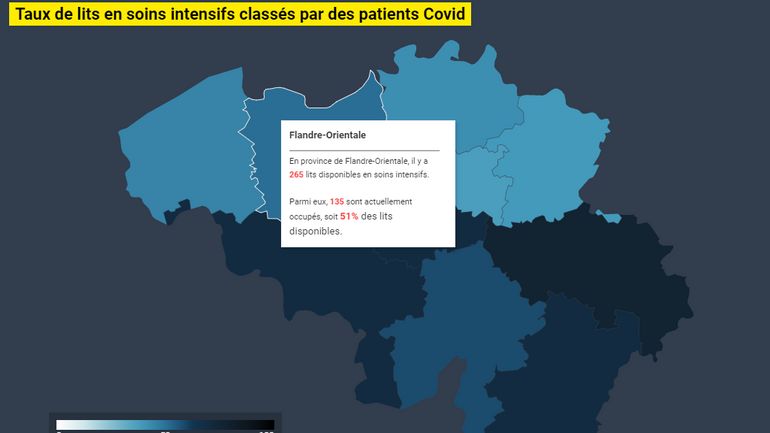 Saturation des soins intensifs: une province flamande dépasse désormais aussi les 50% de lits occupés par des patients Covid