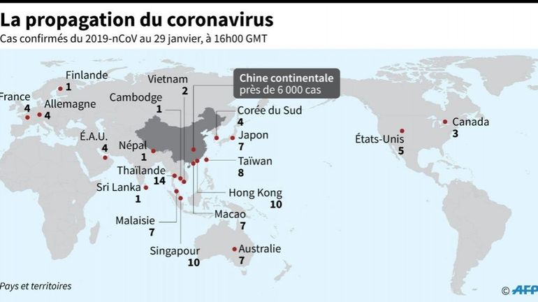 Coronavirus: voici la liste des pays et territoires touchés