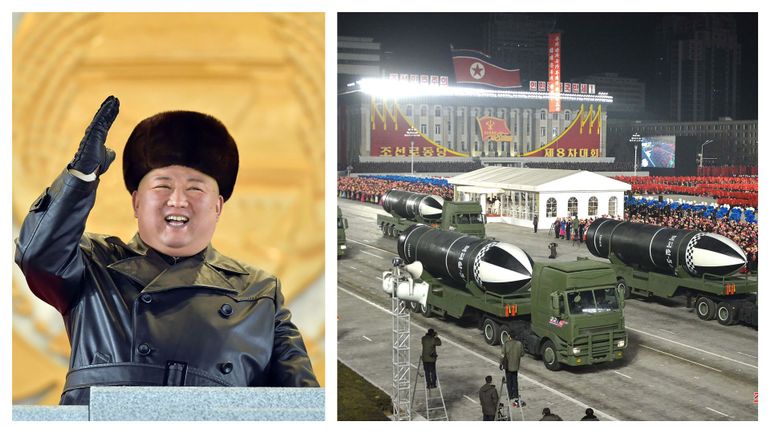 Corée du Nord : parade de missiles balistiques lors d'un défilé militaire, les USA 