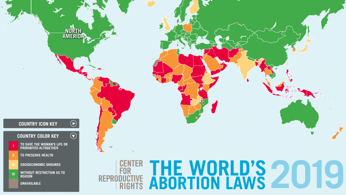 Les lois concernant l'avortement dans le monde en 2019