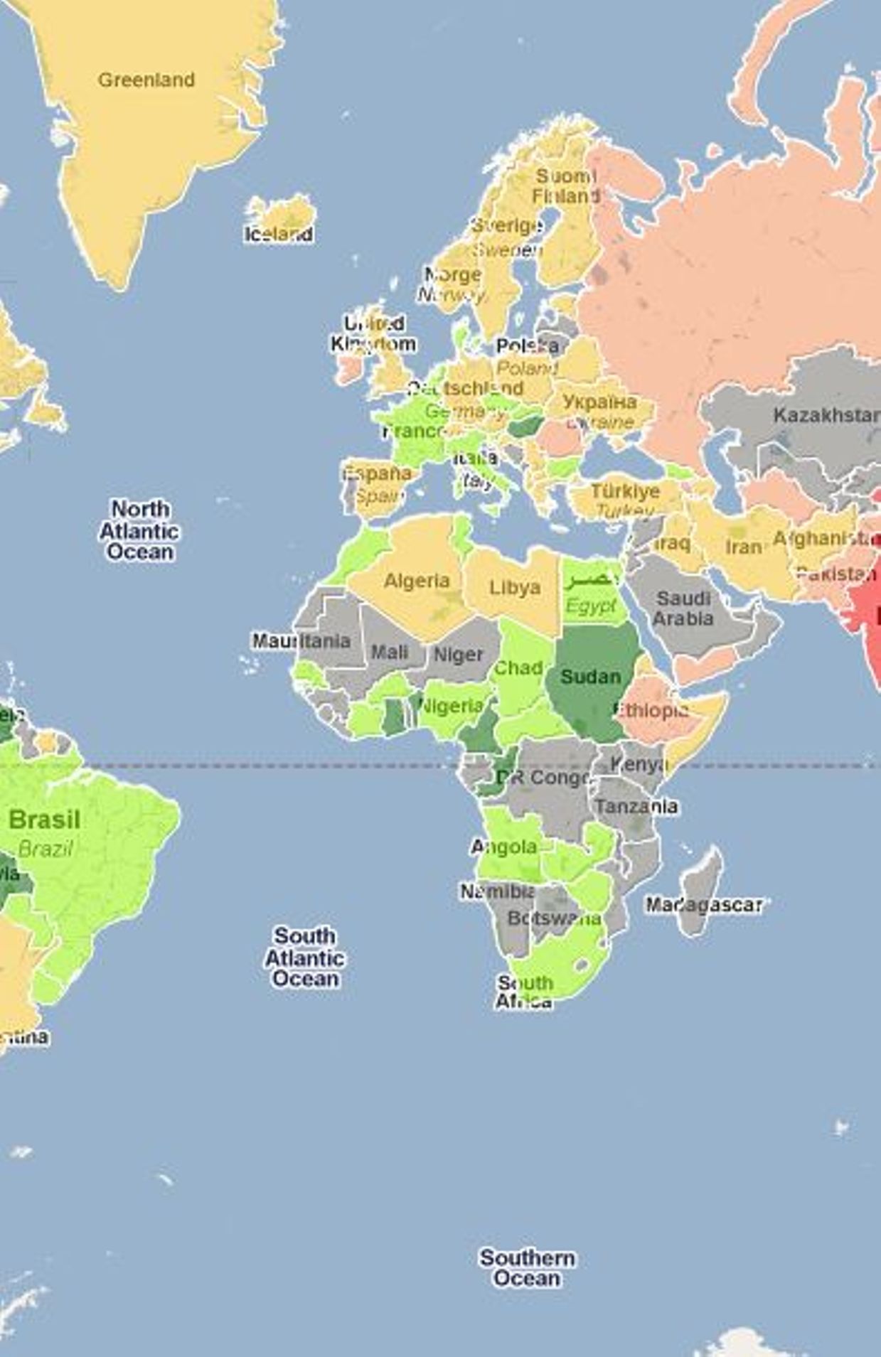 La carte du monde de la taille des pénis - RTBF Actus