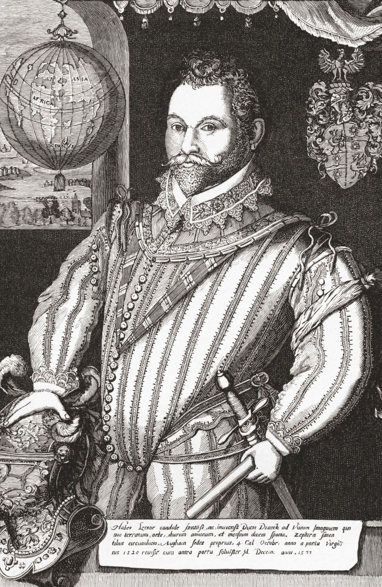 Sir Francis Drake, célèbre pirate à la solde d'Elisabeth Iere d'Angleterre.
