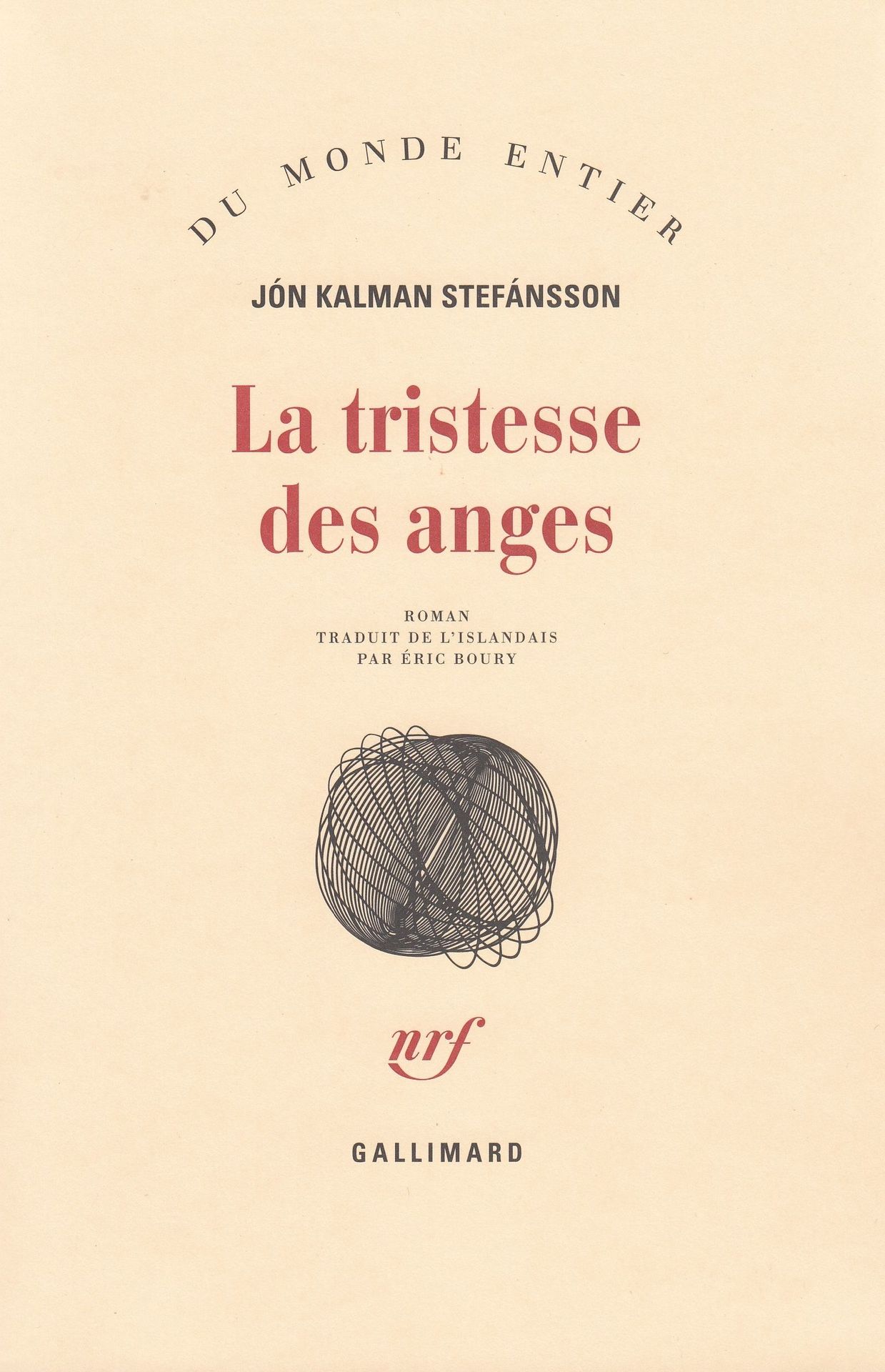 Première de couverture du roman "La tristesse des anges" de Jon Kalman Stefansson.