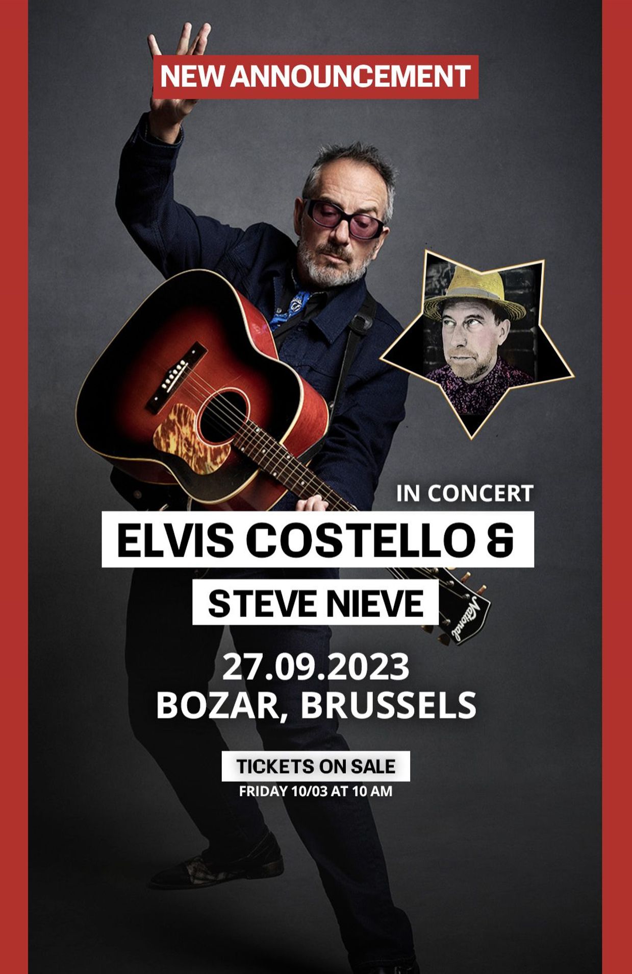 Elvis Costello et Steve Nieve en concert à Bozar le 27 septembre