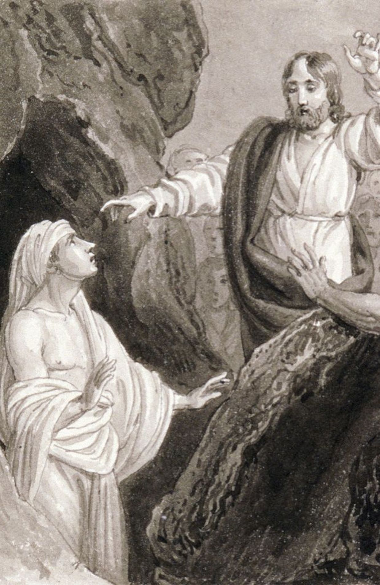 'Le Christ ressuscitant Lazare du tombeau', c1810-c1844. Artiste : Henry Corbould