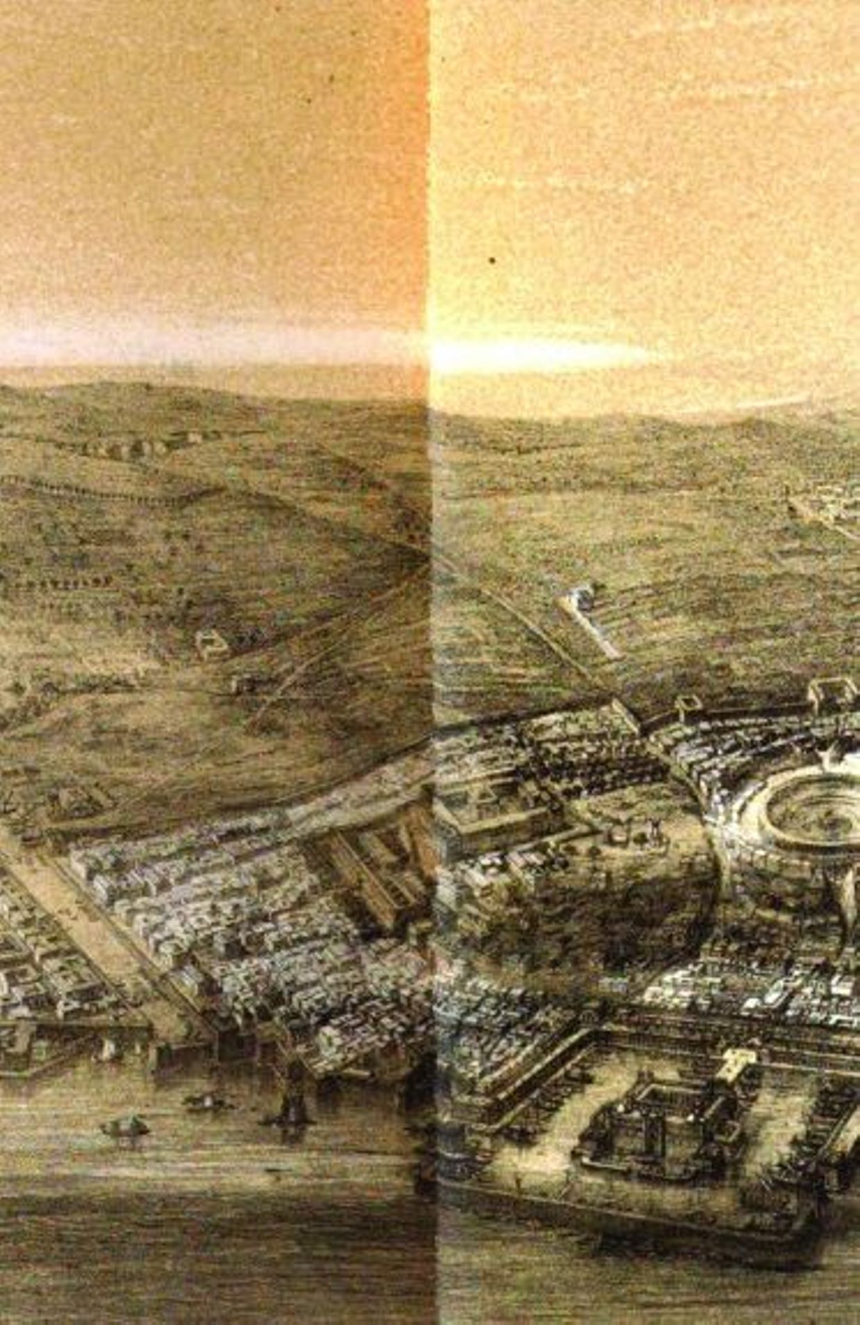 Evocation du paysage et du port d'Utique en 46 BC Selon Daux (1869)