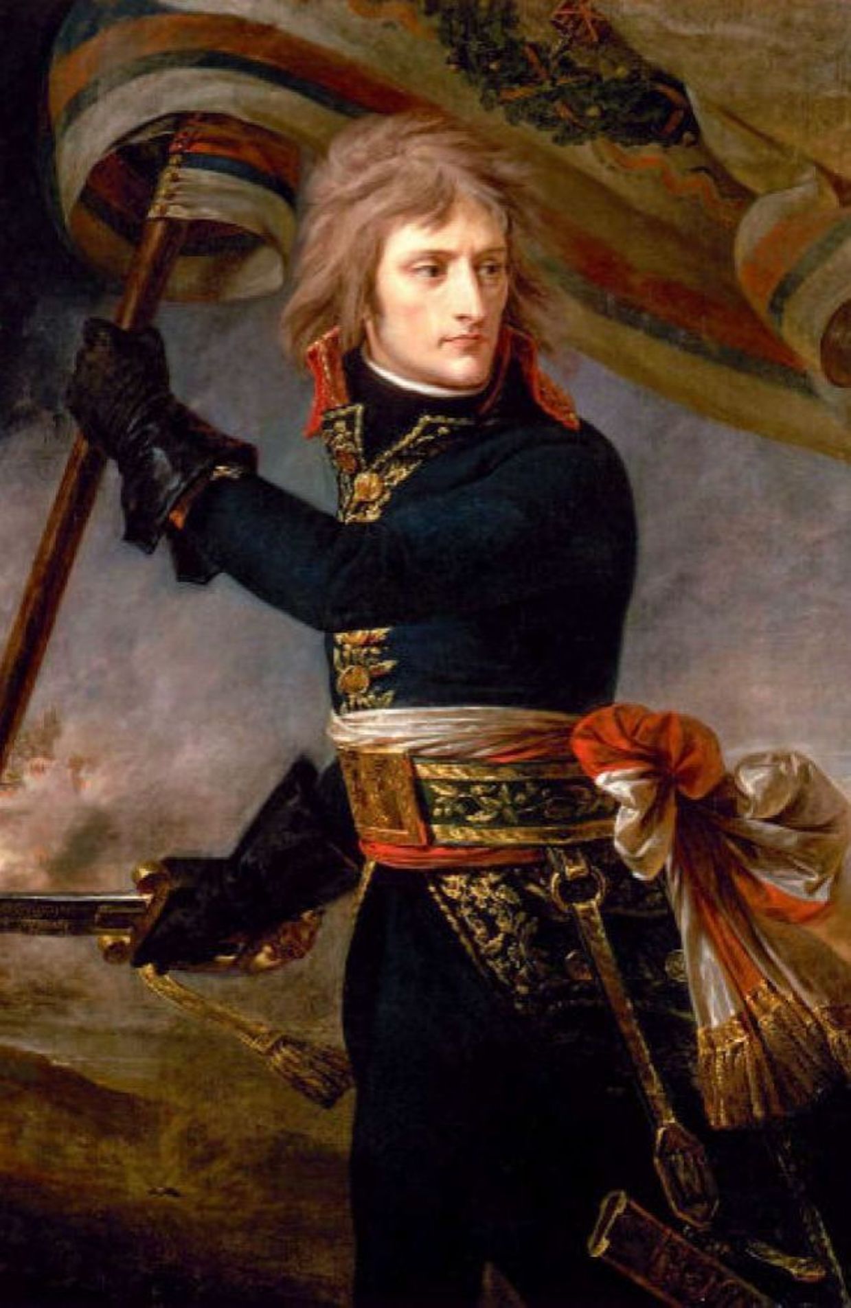 Antoine-Jean Gros, Bonaparte sur le pont d'Arcole, 1796. Lors de cette bataille, entrée dans la légende, Bonaparte s'est mis à l'avant de ses troupes, défiant, tout comme elles, la mort.