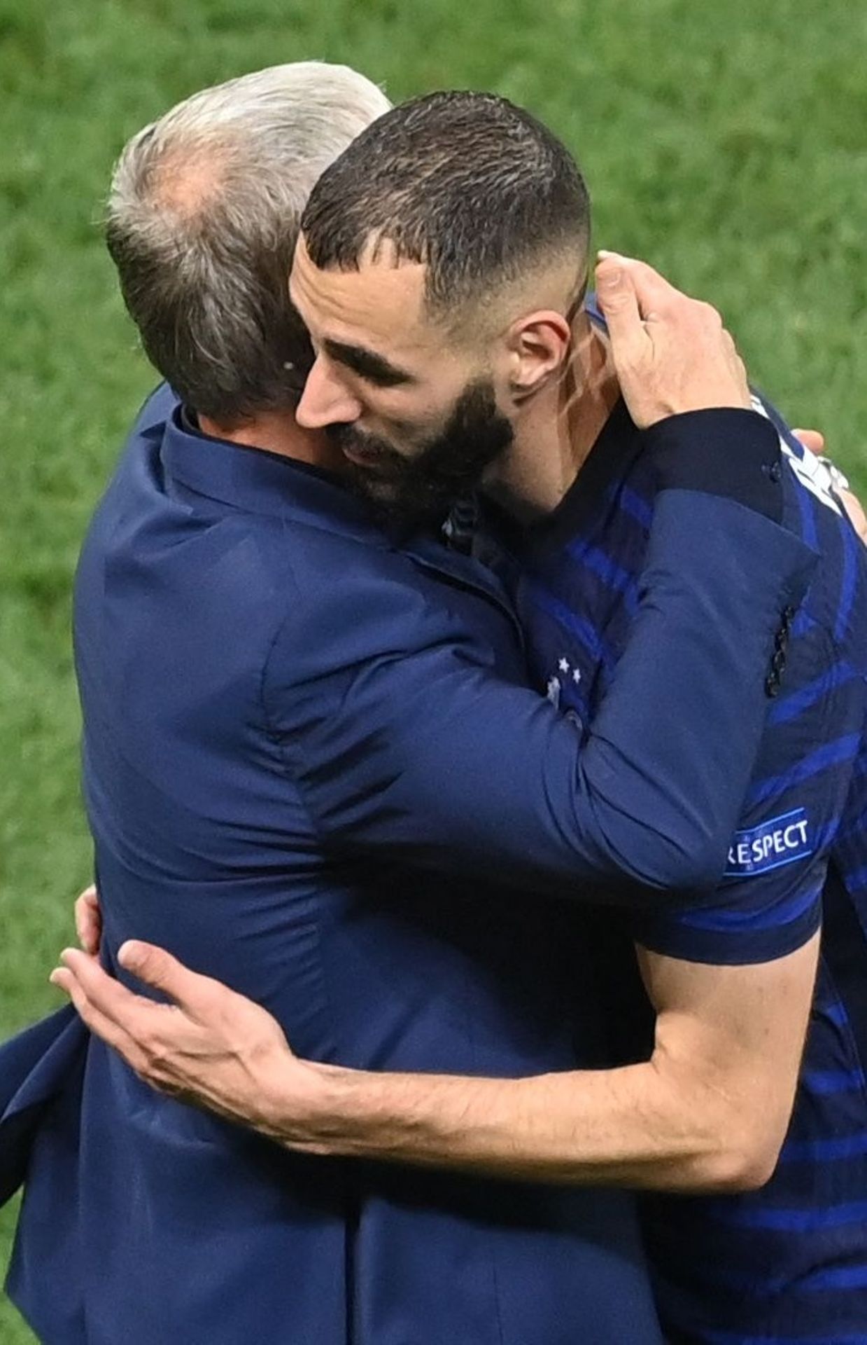 Karim Benzema et Didier Deschamps en équipe de France.