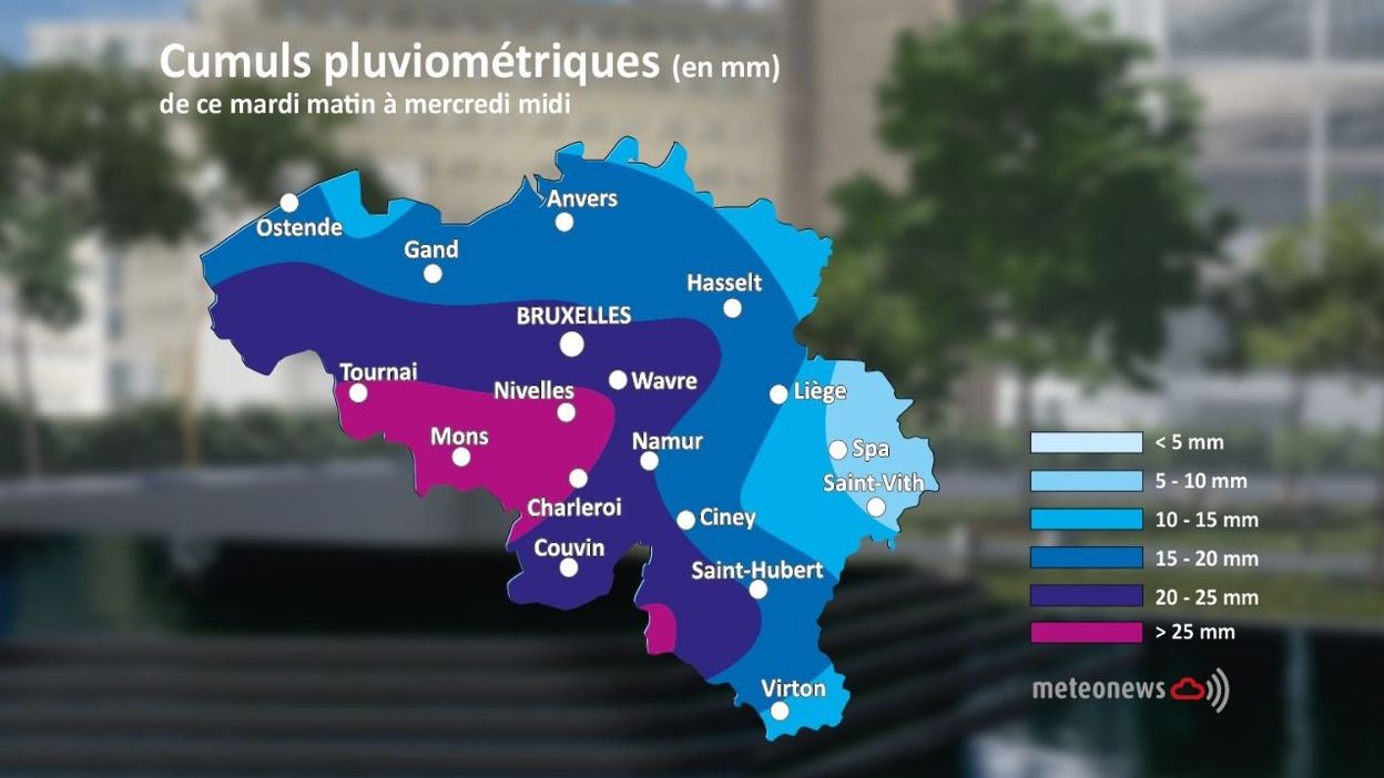 Météo en Belgique un mardi matin sous la grisaille et la pluie, avant