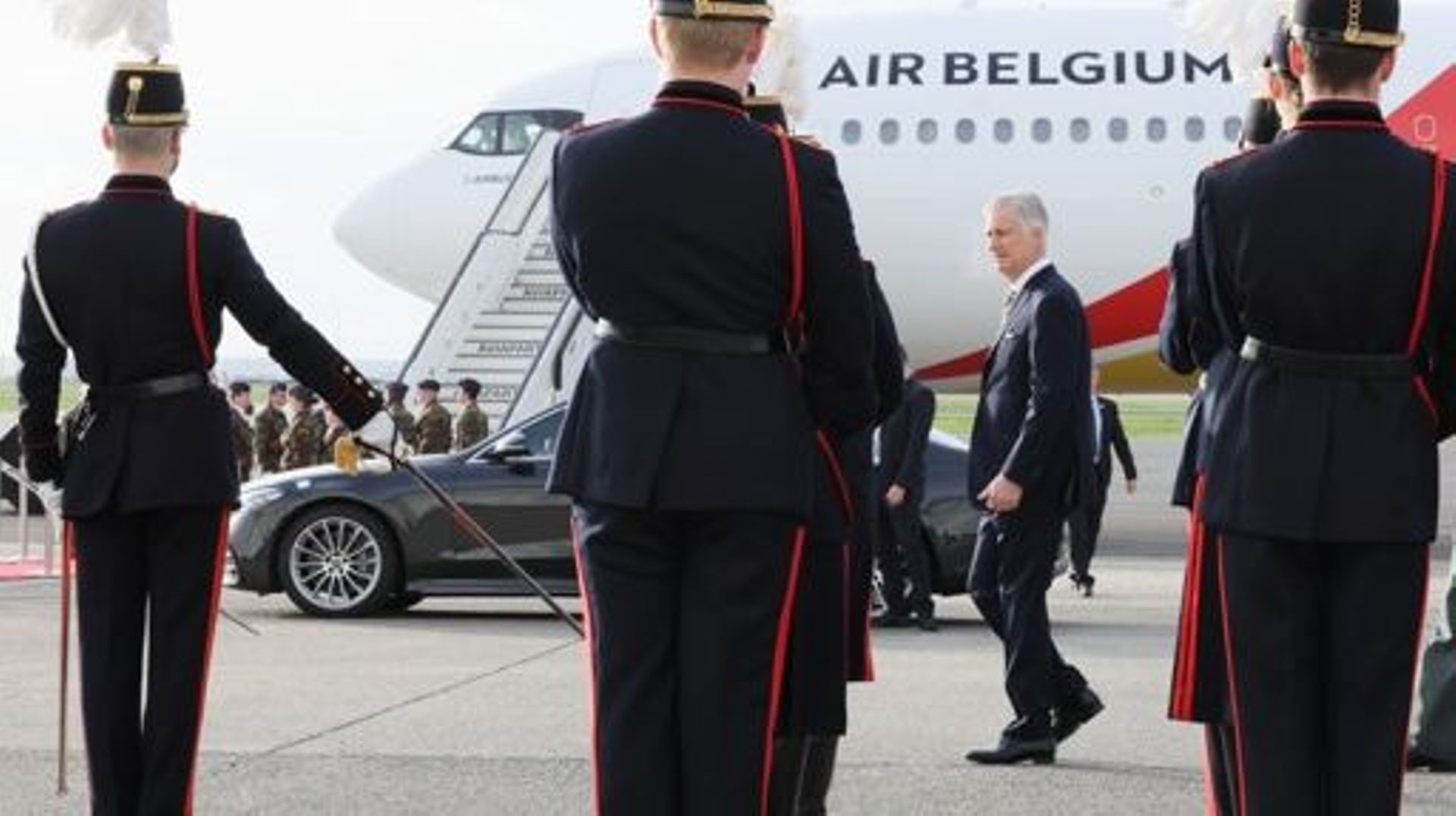 King Philippe – Filip of Belgium pictured at the official departure ceremony ahead of the state visit of the Belgian Royal Couple to the Republic of South Africa, Wednesday 22 March 2023, at Brussels Military Airport, in Melsbroek. BELGA PHOTO BENOIT DOPP
