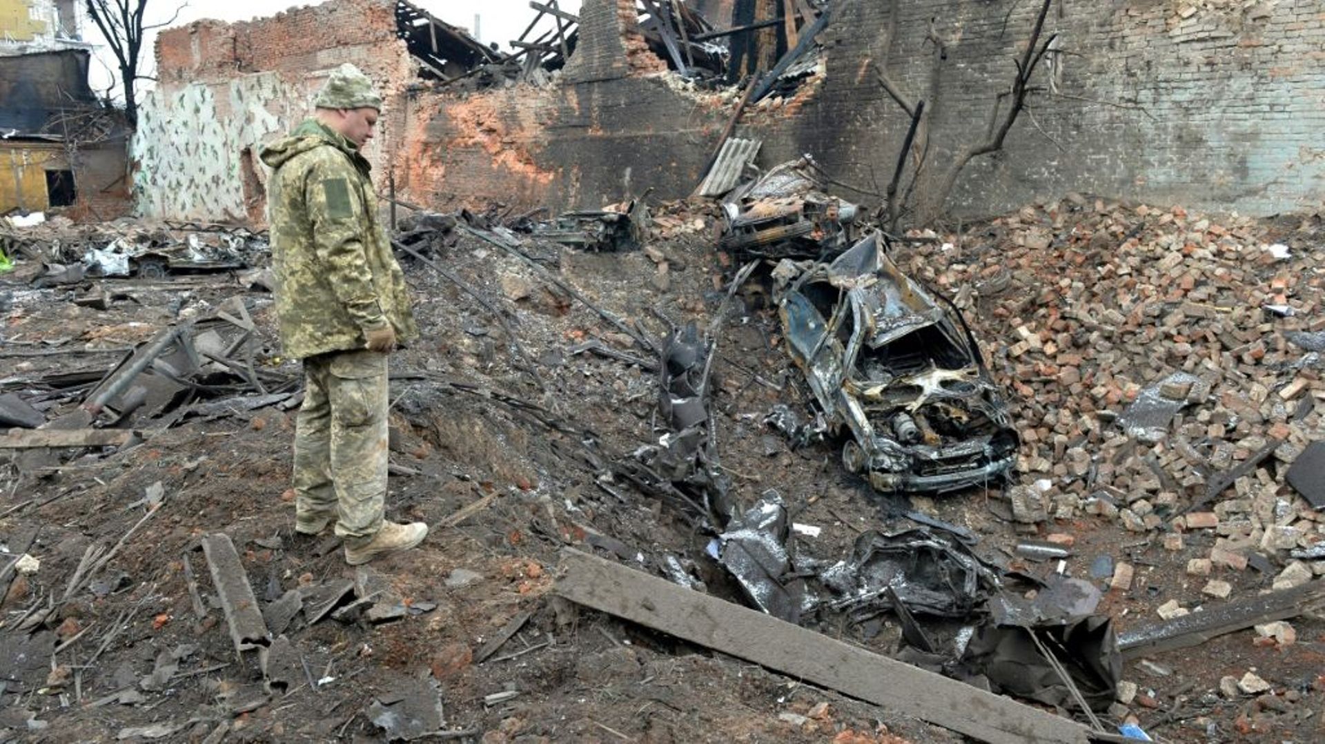 Ruines à Kharkiv, en Ukraine, après des bombardements russes, le 7 mars 2022
