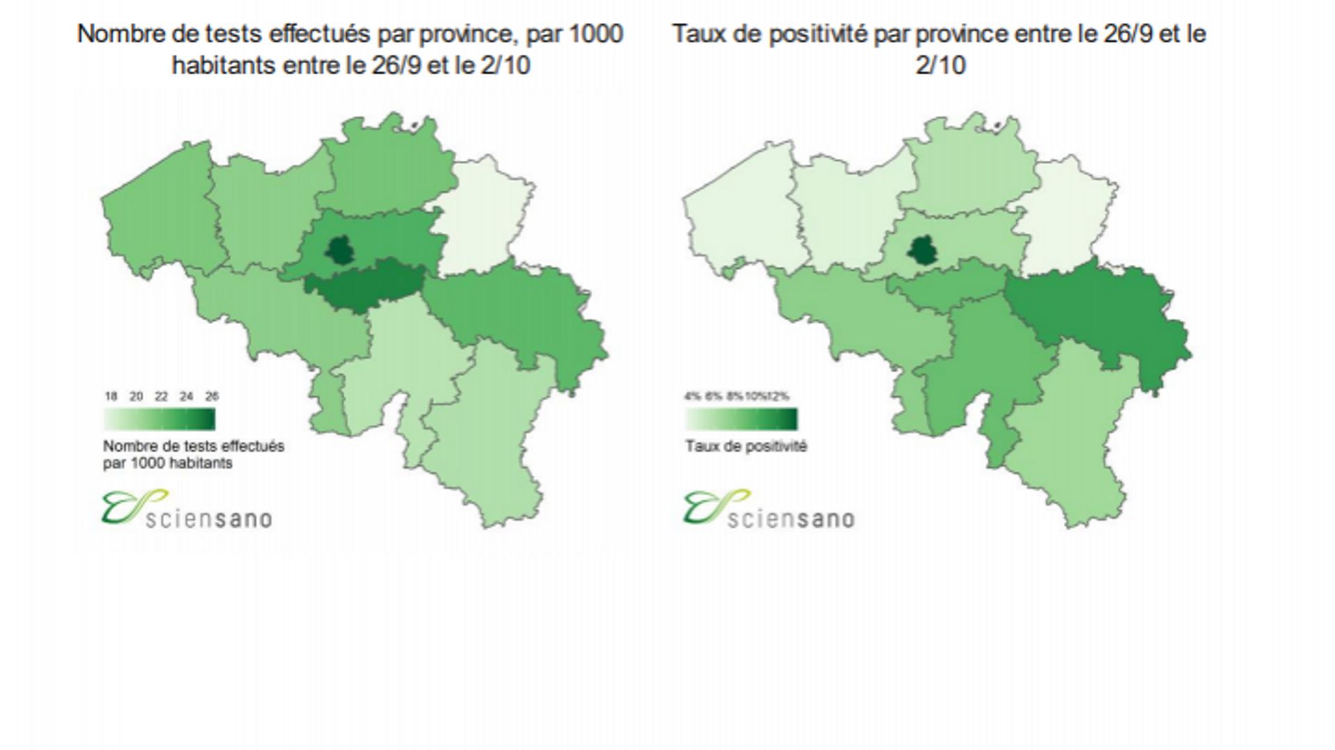 Coronavirus en Belgique : 13,8% de tests positifs à Bruxelles, 11% à Liège, des taux élevés partout en Wallonie
