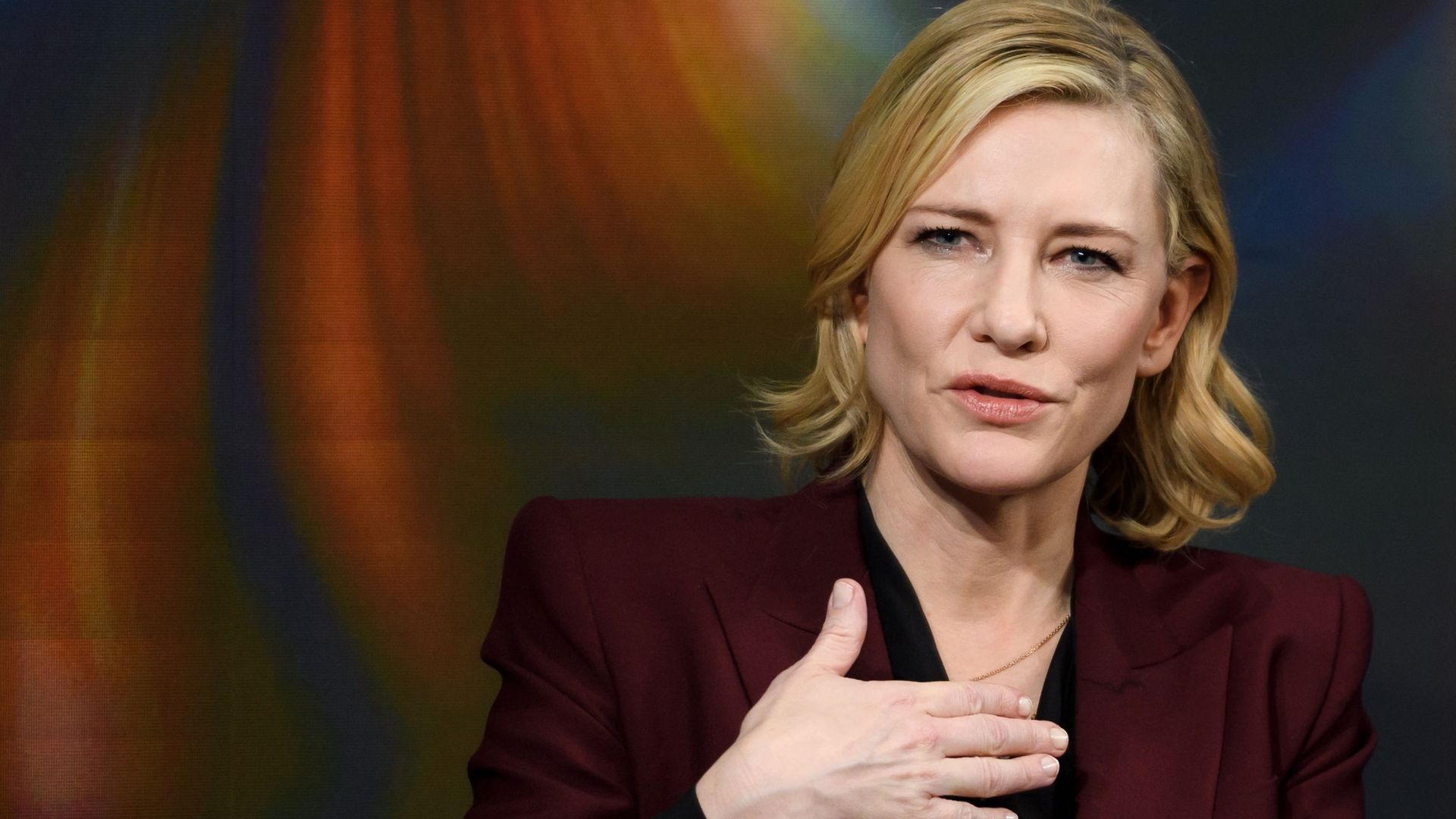 Cate Blanchett au Forum de Davos en janvier 2018
