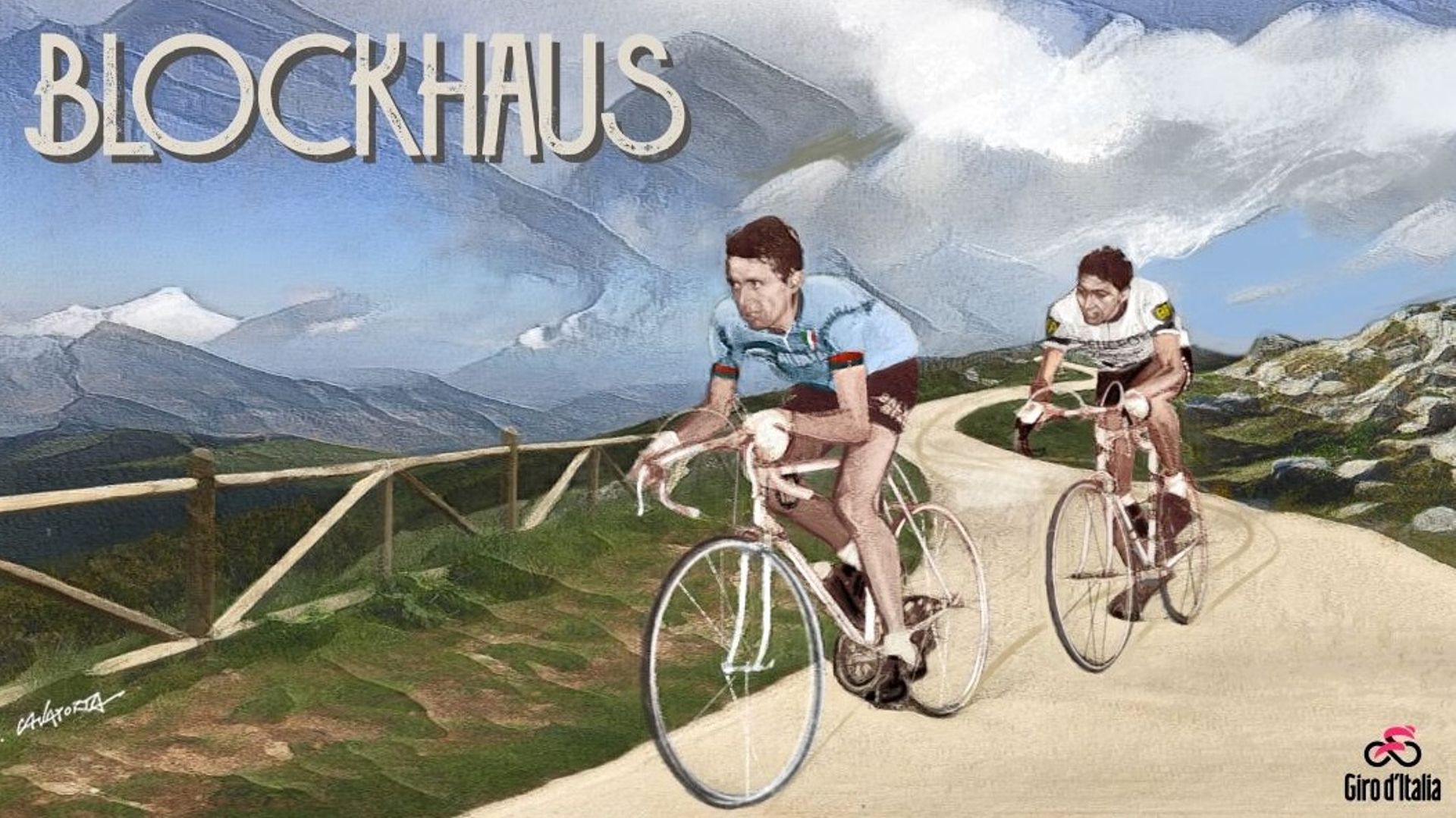 Cyclisme : Une reproduction de l’arrivée de la 12ème étape du Giro 1967 au sommet du Blockhaus. Duel entre Italo Zilioli et Eddy Merckx. Le Cannibale l’emportera.
