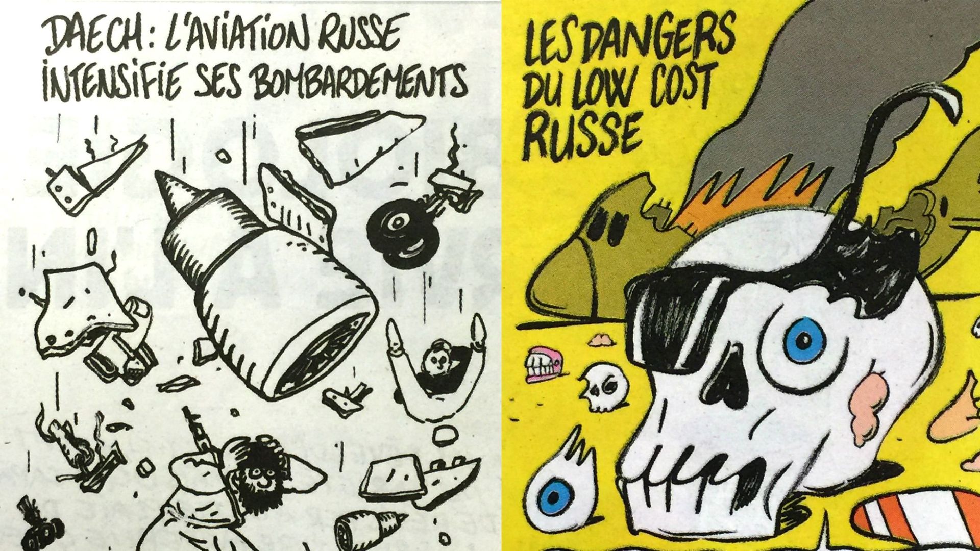 Moscou qualifie de "blasphèmatoires" deux dessins de Charlie Hebdo sur le crash