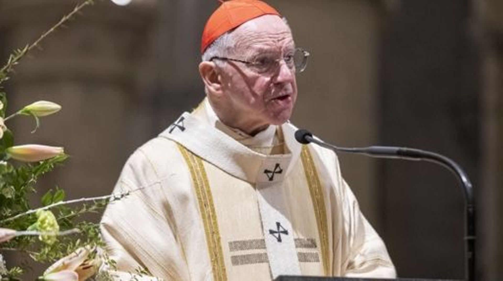 Cardinal and Archbishop Jozef De Kesel pictured during the celebration of the Midnight mass on Christmas eve at the 'Kathedraal van Sint-Michiel en Sint-Goedele - Cathedrale Saints-Michel-et-Gudule - St. Michael and St. Gudula' Cathedral in Brussels, Satu