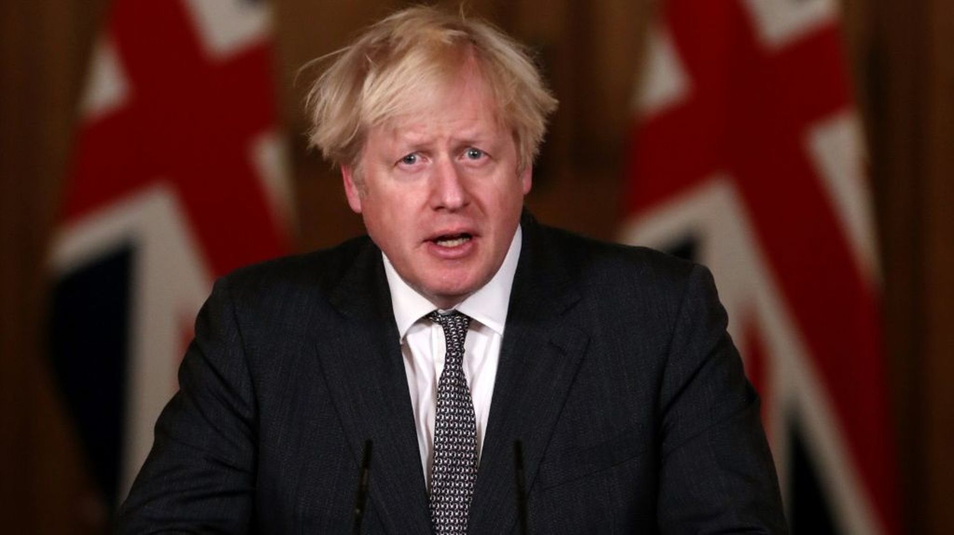 Le Premier ministre britannique Boris Johnson, lors d'une conférence de presse au 10 Downing Street, le 30 décembre 2020