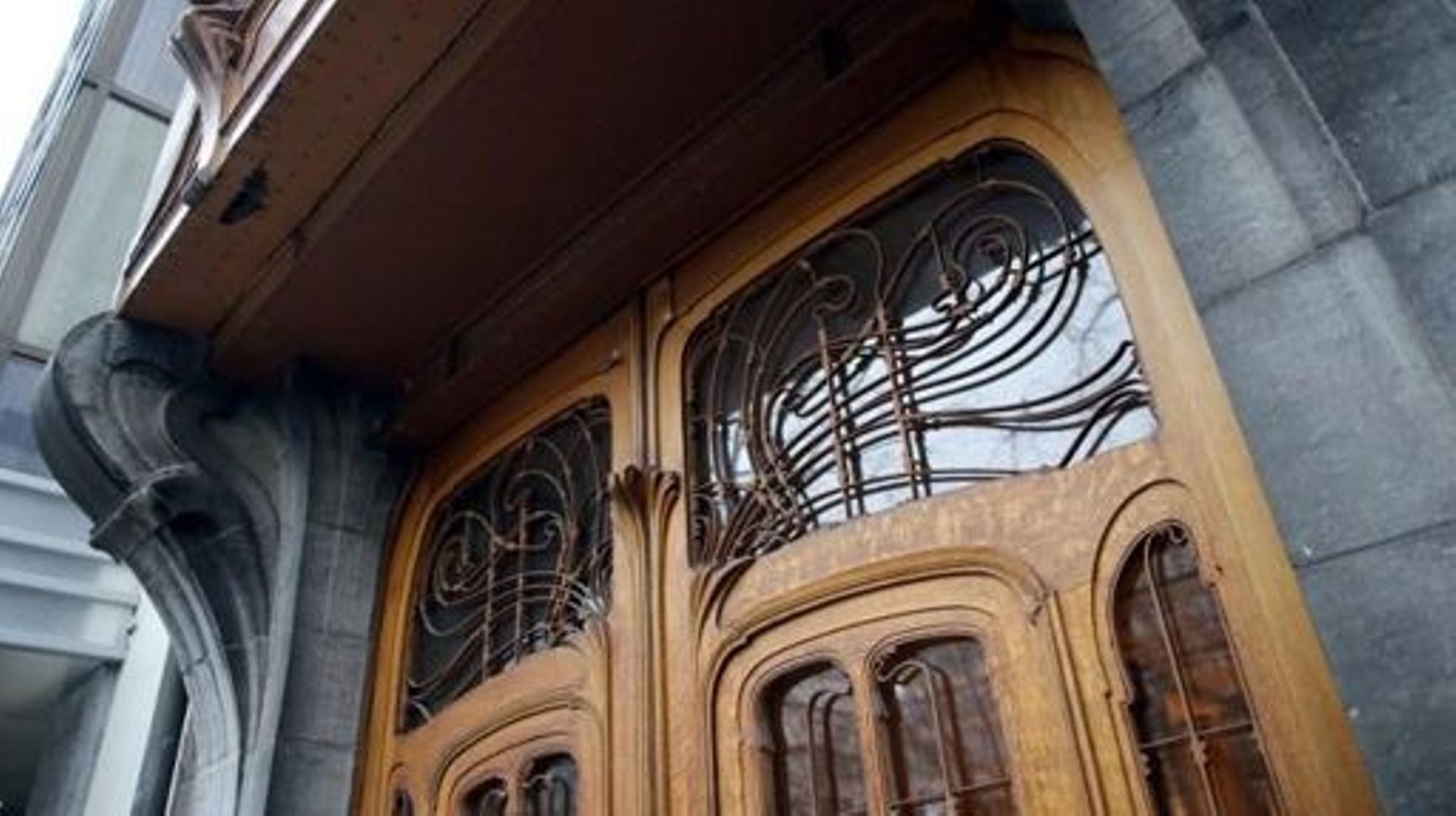 View of the entrance of the Hotel Solvay, an Art Nouveau house designed by Victor Horta, in Brussels, on January 27, 2021. Still owned by the Wittamer family, this Art Nouveau masterpiece now opens to the public 2 days a week following a public-private pa