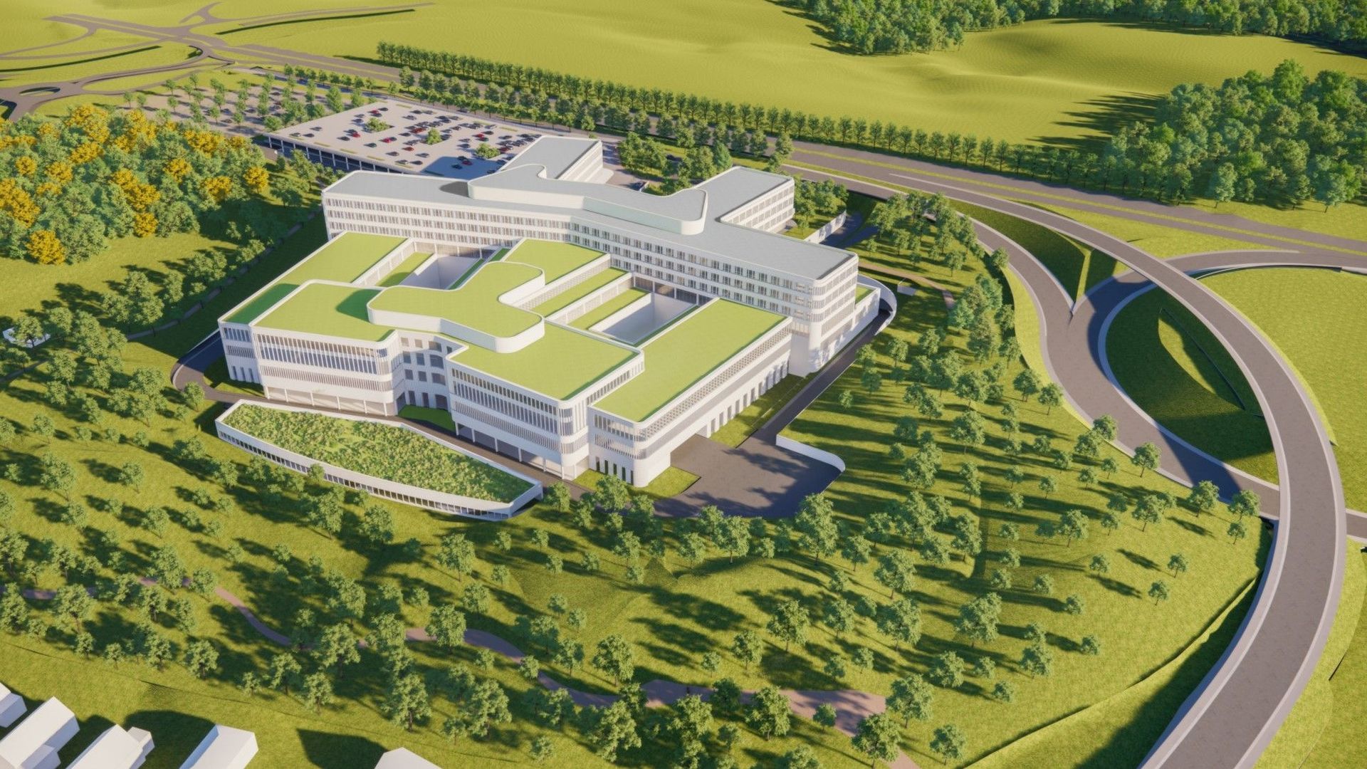 La future clinique Saint-Pierre, entourée de verdure: c'est la promesse d'un hôpital au jardin, bien intégré dans le paysage. Les riverains seront-ils convaincus?