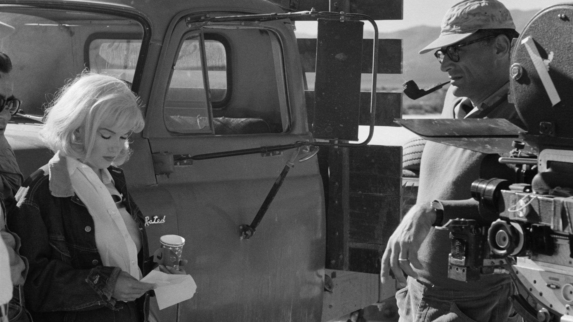 Sur le tournage des Désaxés, avec Arthur Miller