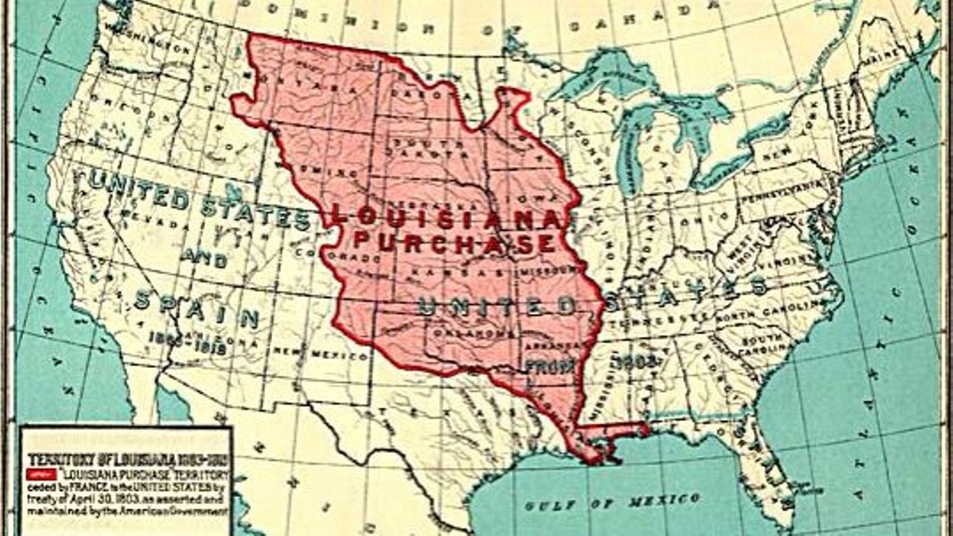 La Louisiane au moment de sa vente par la France couvrait une superficie de plus de deux millions de kilomètres carrés.