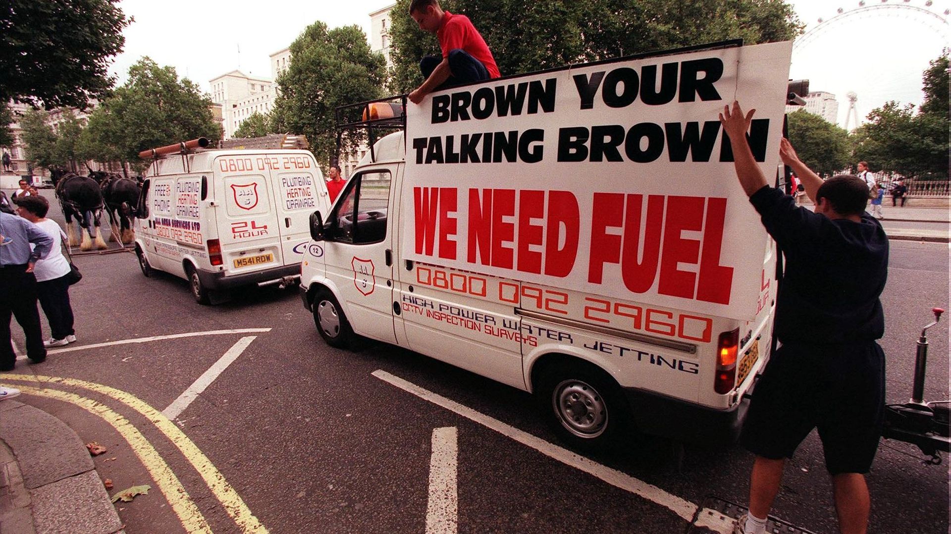 Manifestation de camionnettes le 13 septembre 2000 à Londres