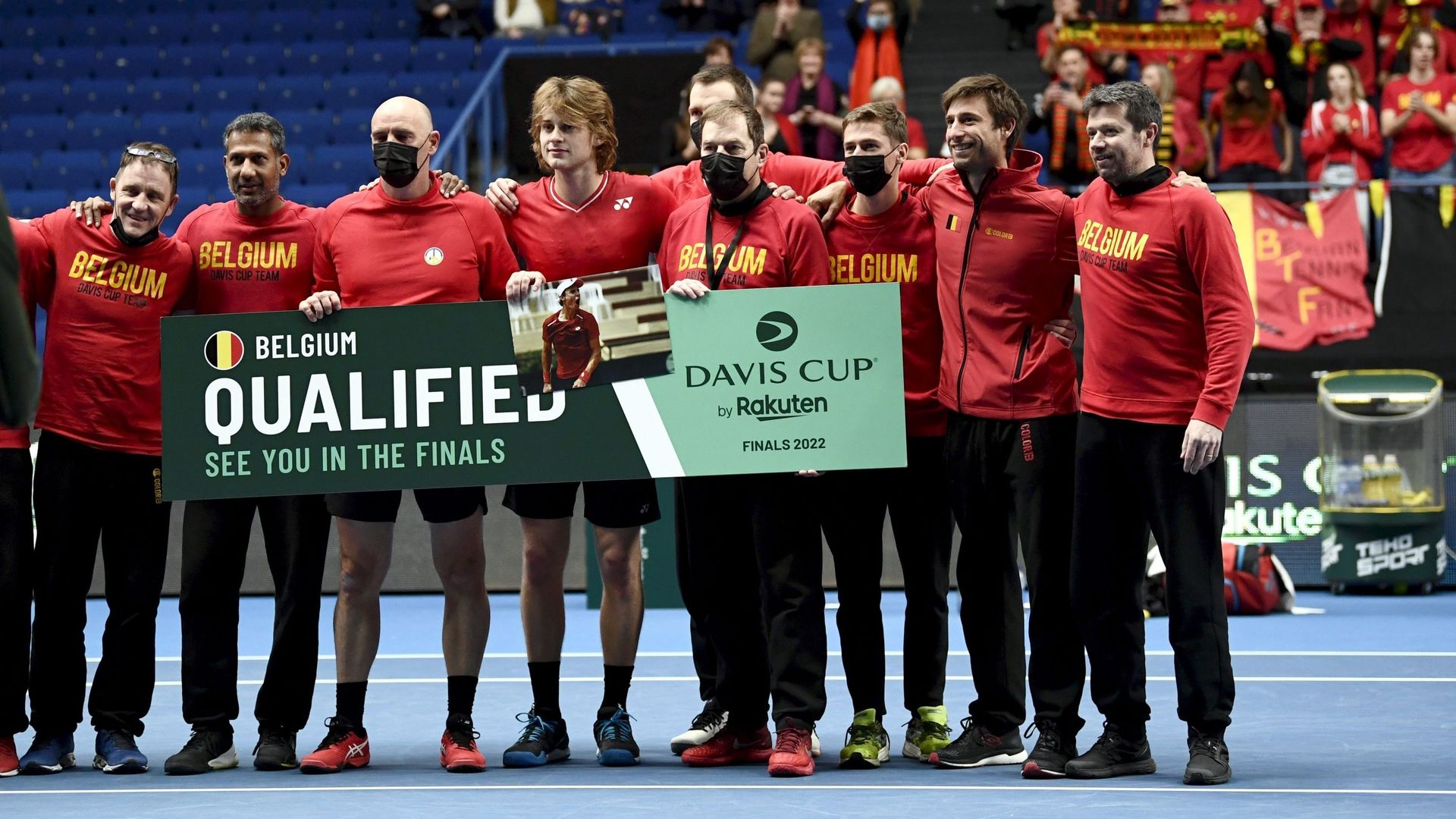 Les joueurs et le staff de l’équipe belge de Coupe Davis