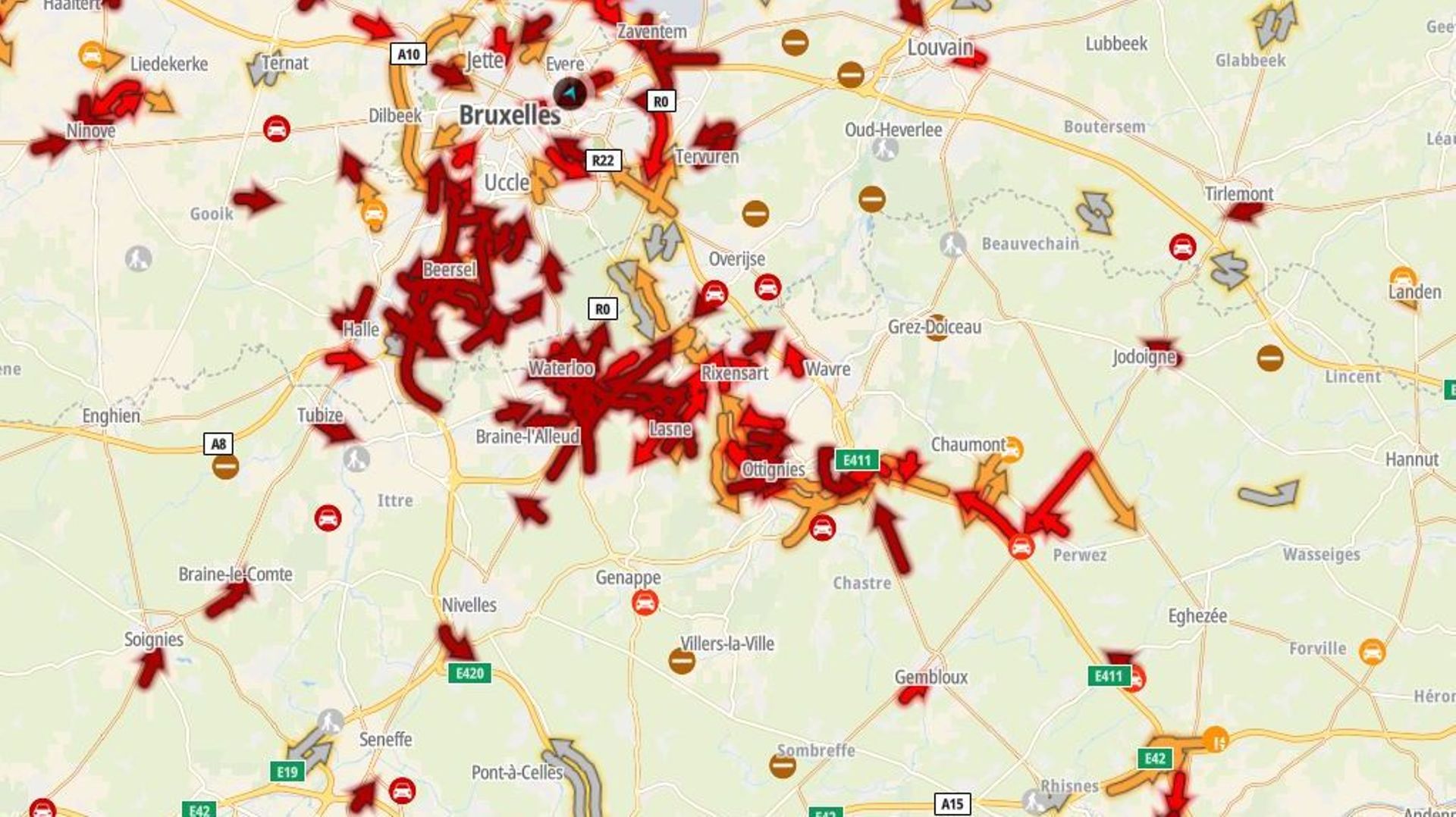 Situation trafic à 8h30 ce matin.