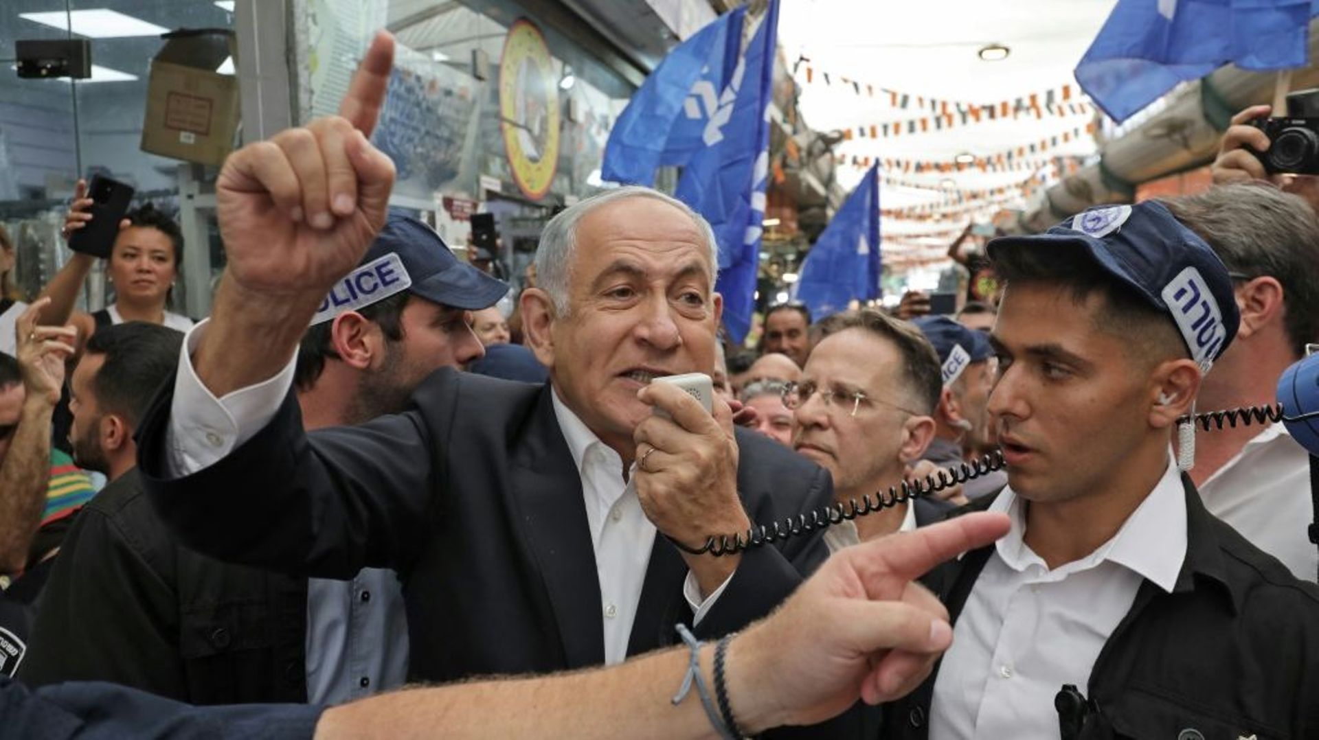 Benjamin Netanyahu au marché de Tikva à Tel Aviv, le 28 octobre 2022