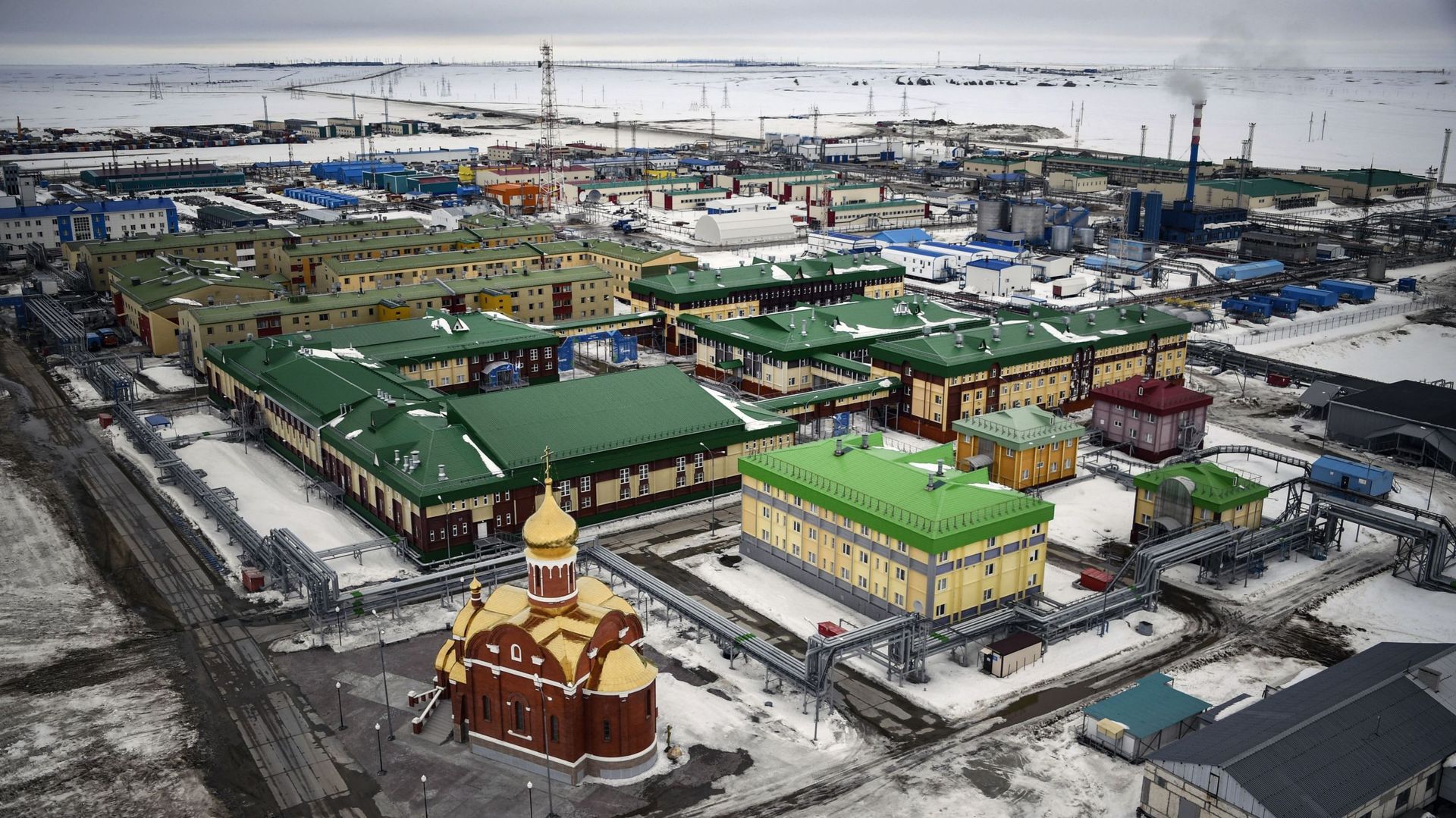 La base principale du champ gazier de Bovanenkovo sur la péninsule de Yamal, dans le cercle polaire, le 21 mai 2019.