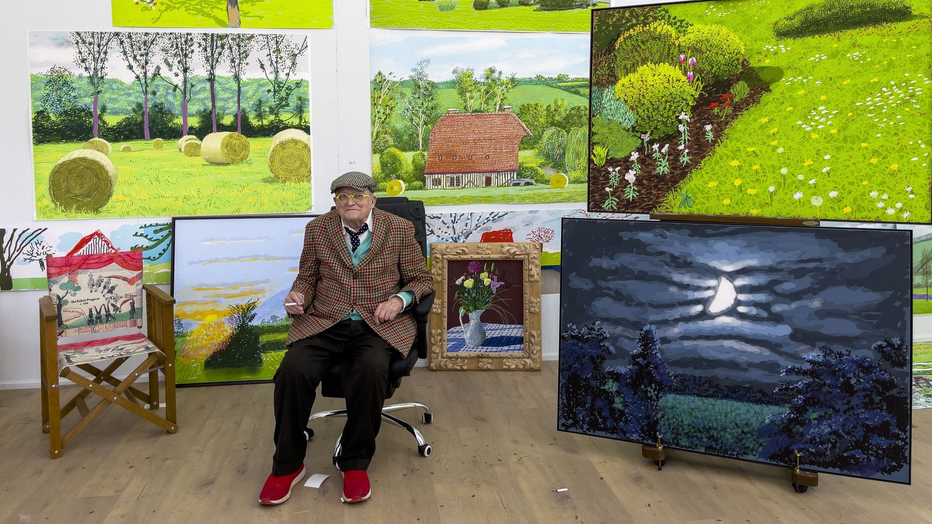 David Hockney in his Normandy studio, 24th February 2021 