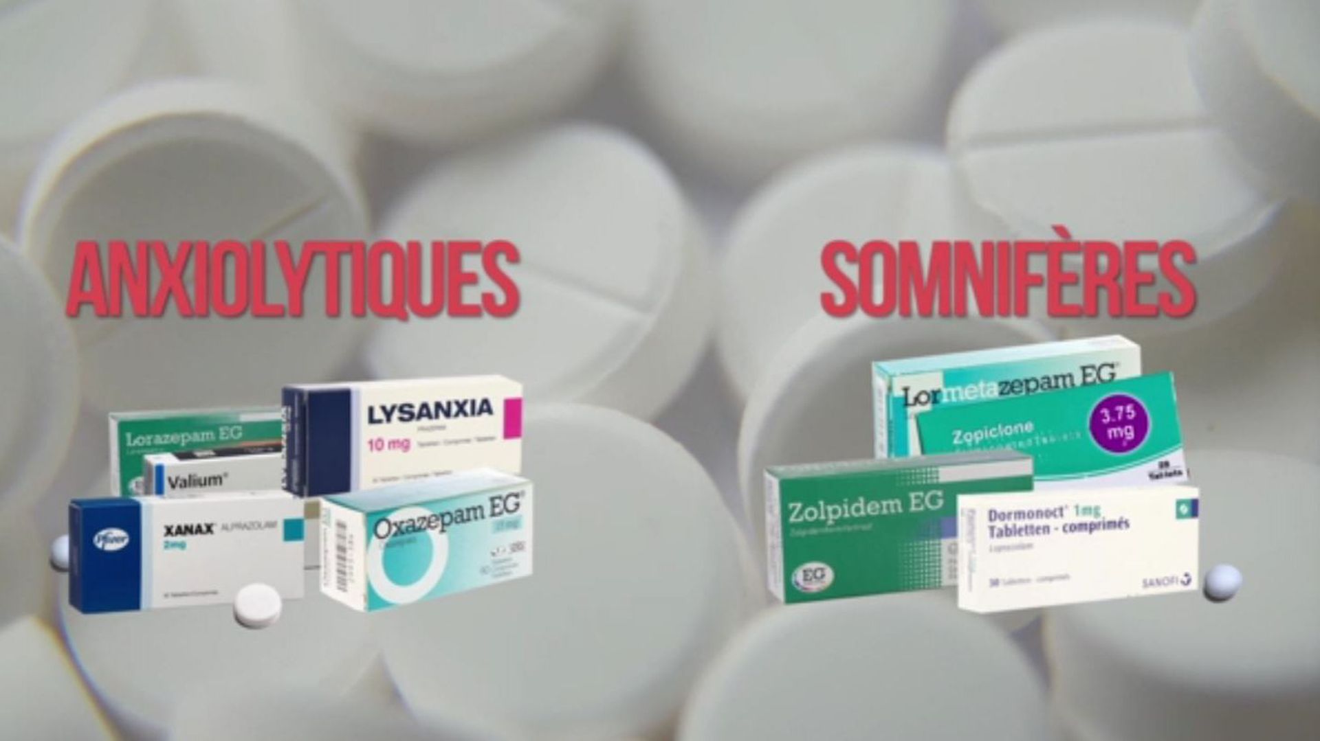 Des boîtes de maximum 60 comprimés pour les anxiolytiques et 30 pour les somnifères selon les lignes directrices de l’Agence fédérale des médicaments.