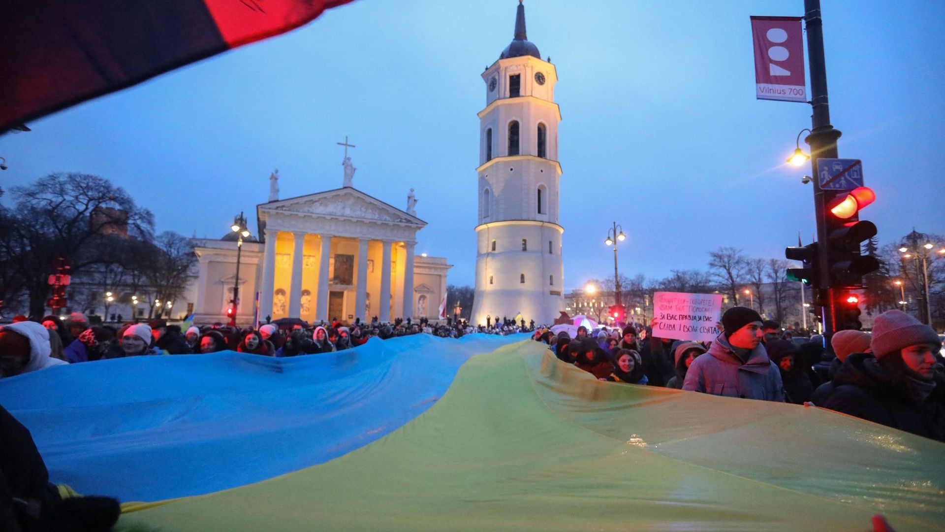 Premier anniversaire de la guerre en Ukraine à Vilnius, le 24 février