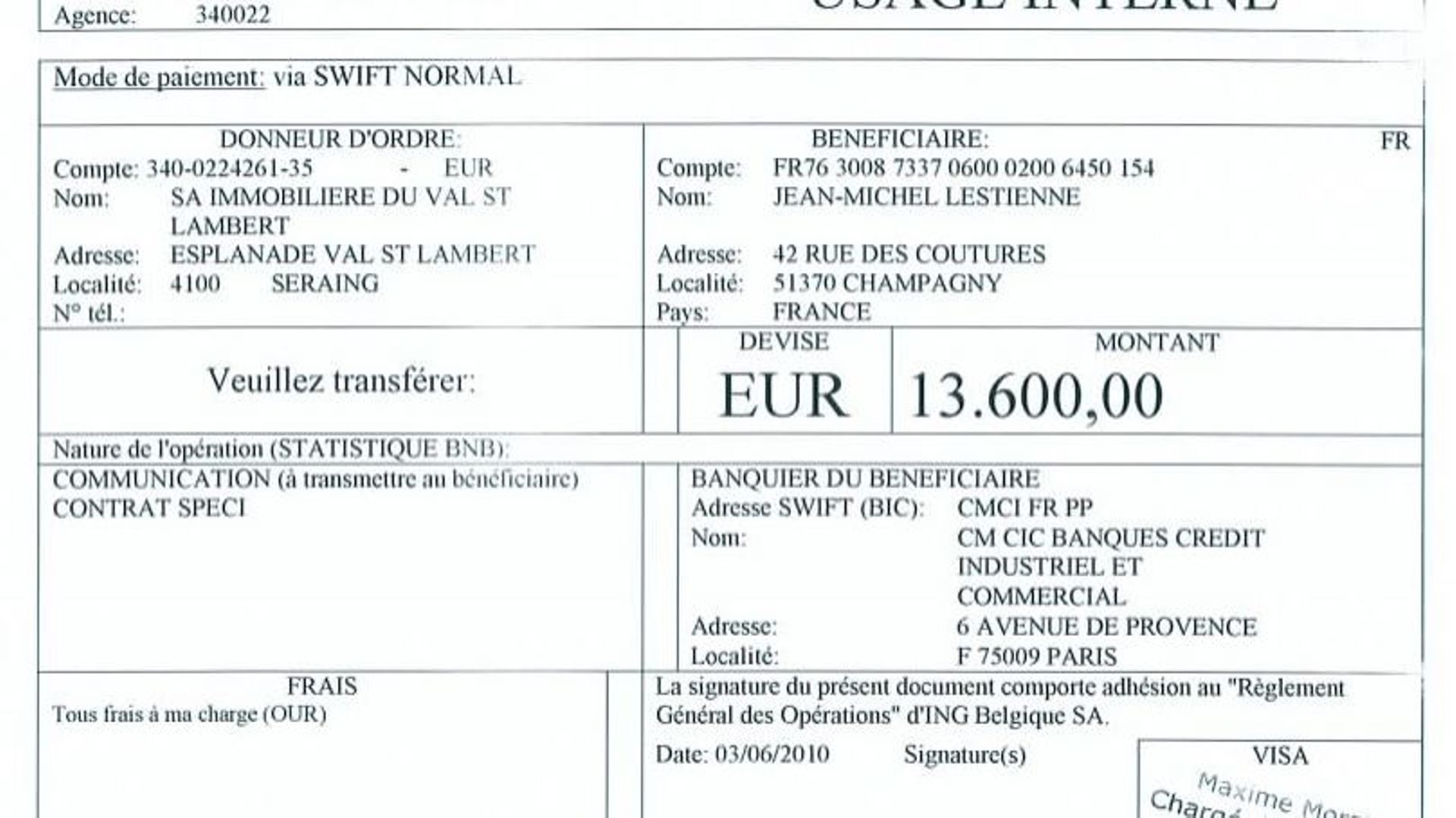 Facture payée par Immoval à un courtier en assurances spécialiste de la course automobile