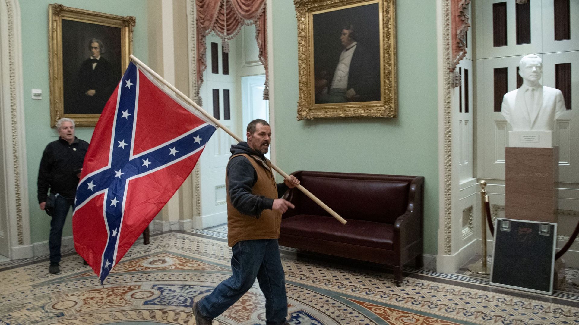 Le drapeau des Etats confédérés, symbole raciste pour les historiens contemporains.