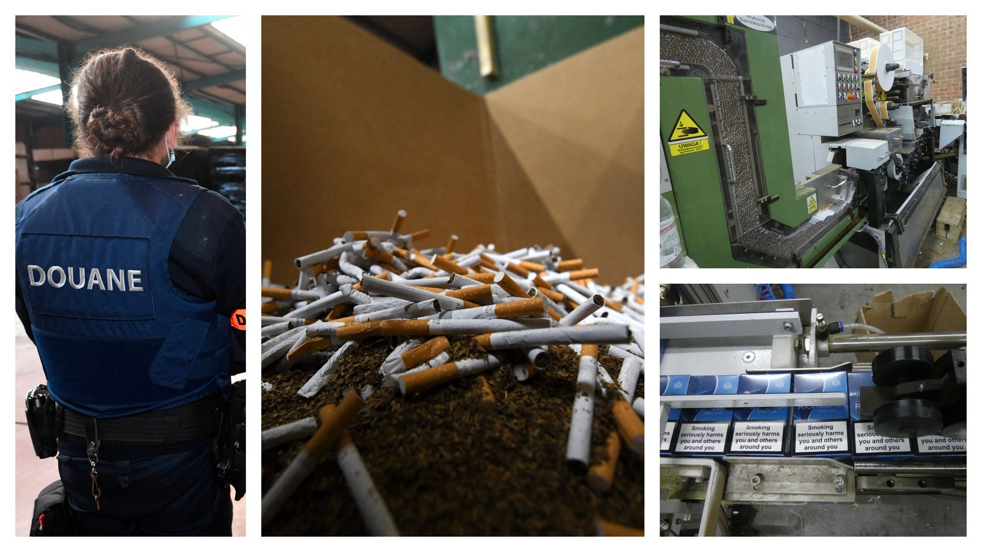 Démantèlement d’une usine clandestine de production de cigarettes à Aartselaar, près d’Anvers, le 4 août 2021